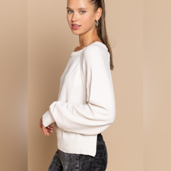 🔥sale POL Women’s Soft Pullover Backless Sweater - Cream- Sizes: S, M, L - Picture 4 of 8